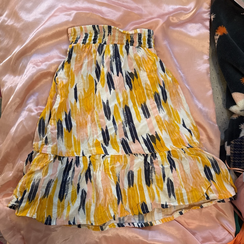 Vibrant Yellow and Navy Kids Skirt